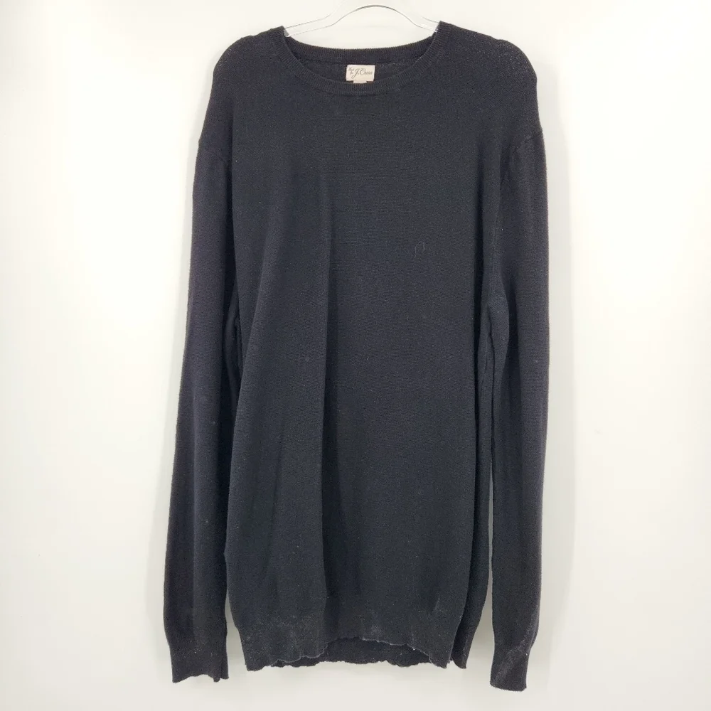 J. Crew Long Sleeve Crewneck Pullover Sweater Mens Size XL Tall Black